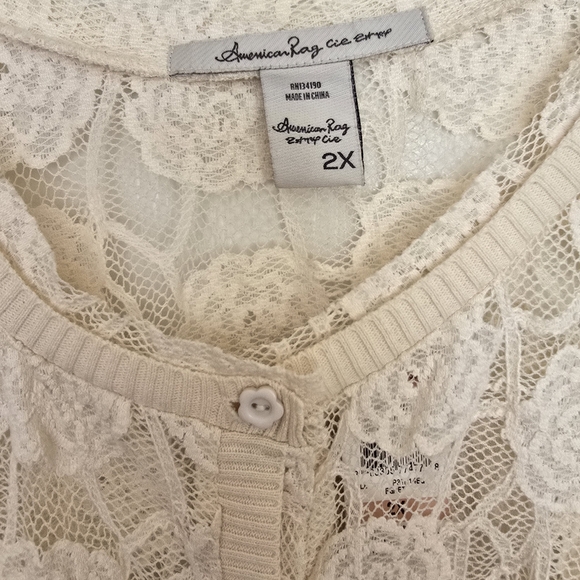 NWT American Rag Cream Lace Three Quarter Sleeve Cardigan - Picture 3 of 4
